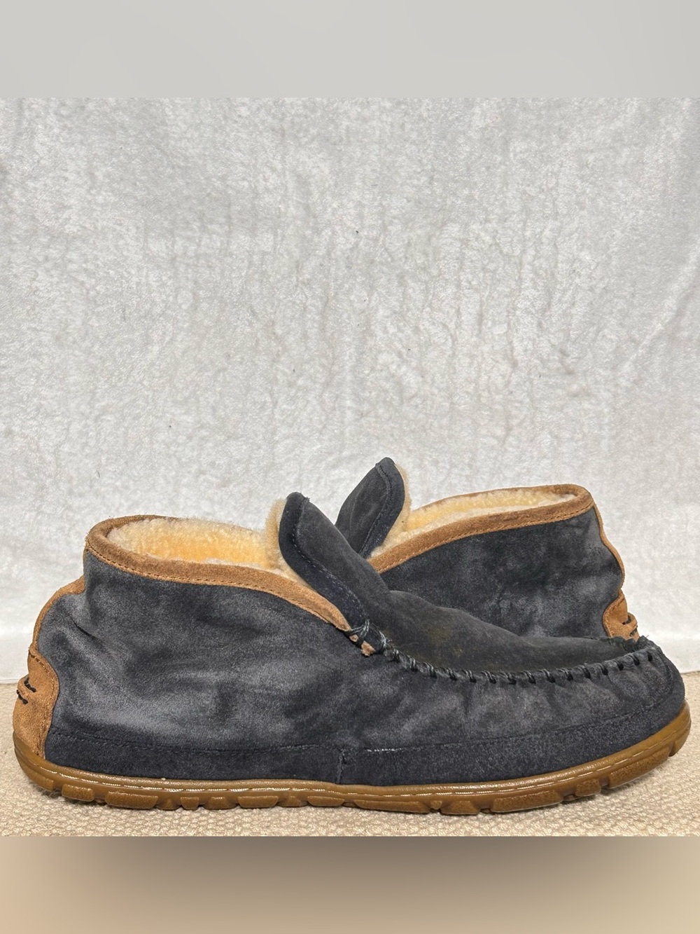 LL Bean Mens Blue Suede Wicked Good Shearling-Lined Moc SlipOn Boots Shoes SZ 10 - Picture 6 of 11
